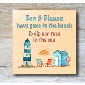 MAPLE WOOD Beach Square Sign: Bespoke Personalised Wall Plaque