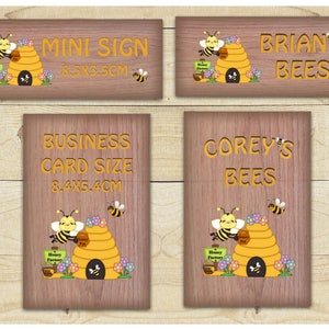 Bee Sign: Personalised Wood Effect Metal Plaque for all Beekeepers image 2
