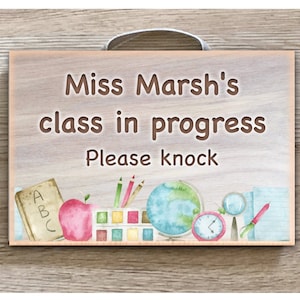 Classroom Door School Metal or Wood Room Sign: Add Own Text to Wood Effect Design