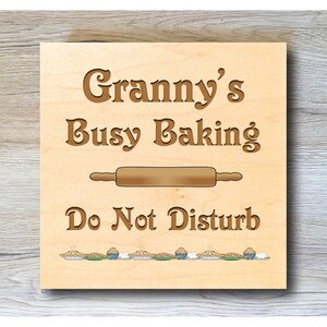 MAPLE WOOD Busy BAKING Square Sign: Bespoke Personalised Wall Plaque - Add Own Text