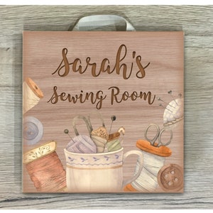 SEWING ROOM / Craft Room Hanging Sign, Metal or Wood, Gift, Door or Wall Plaque