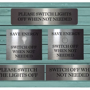 VITAL SIGNS for Home or Office: Switch Lights / Power Off Silver, Gold or White Metal Signs