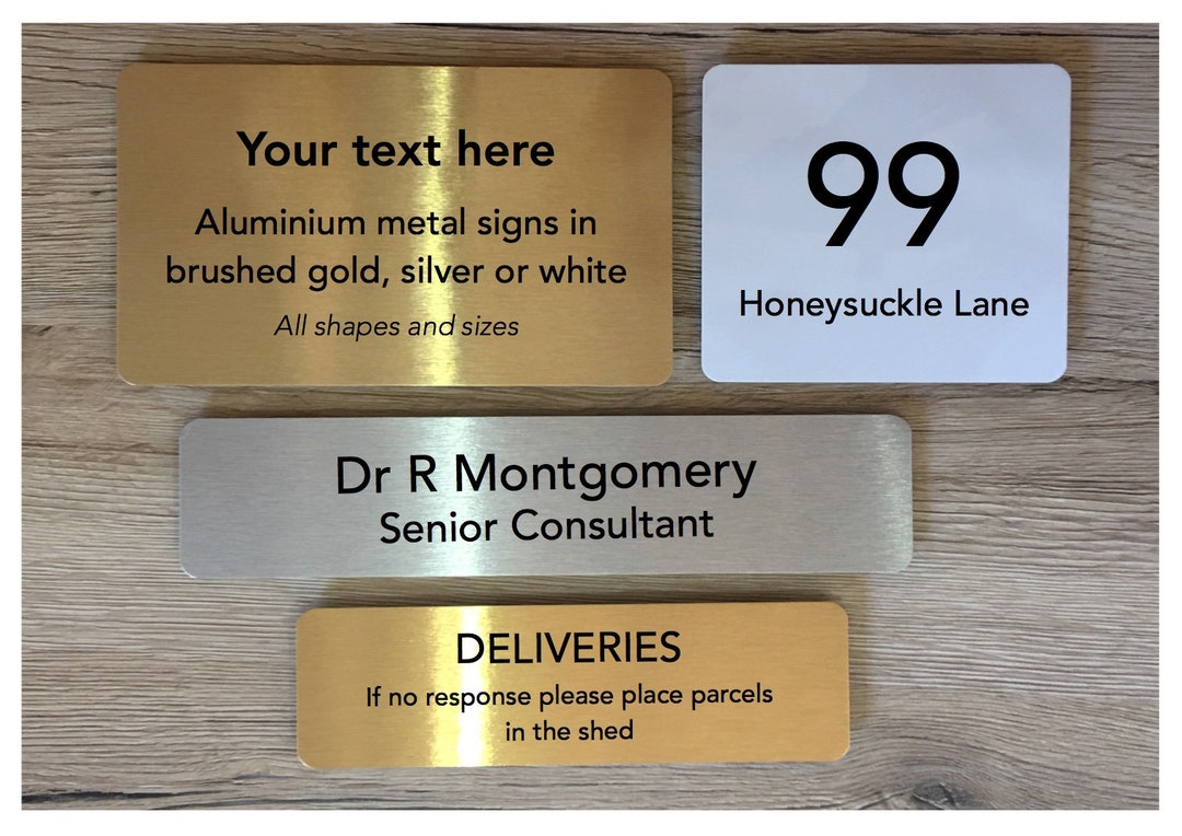 Custom Add Silver Sign ADD YOUR TEXT to Personalized Custom Made Brushed Silver, Gold or White ...