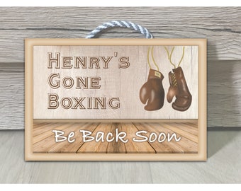 GONE BOXING Personalised Custom Made Sign Room, Door or Wall Hanging Handmade Plaque