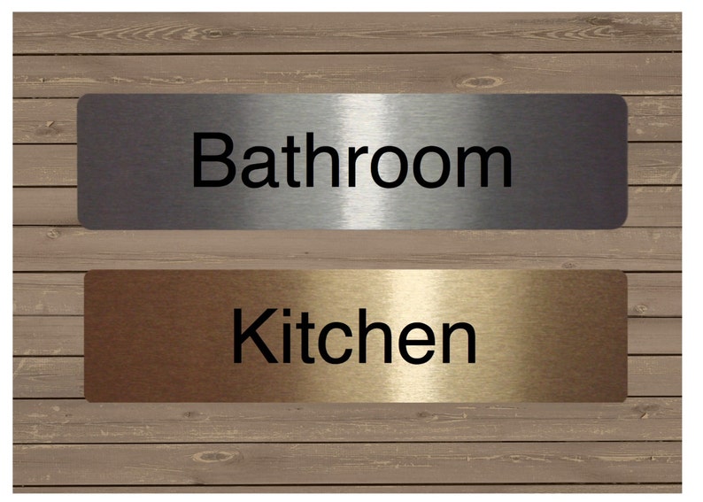 Office /& Many More ROOM DOOR SIGNS in Brushed Silver Kitchen Gold or White Metal for the Bathroom