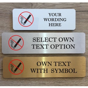 No Smoking or Vaping Sign in Brushed Silver, Gold or White Metal image 10