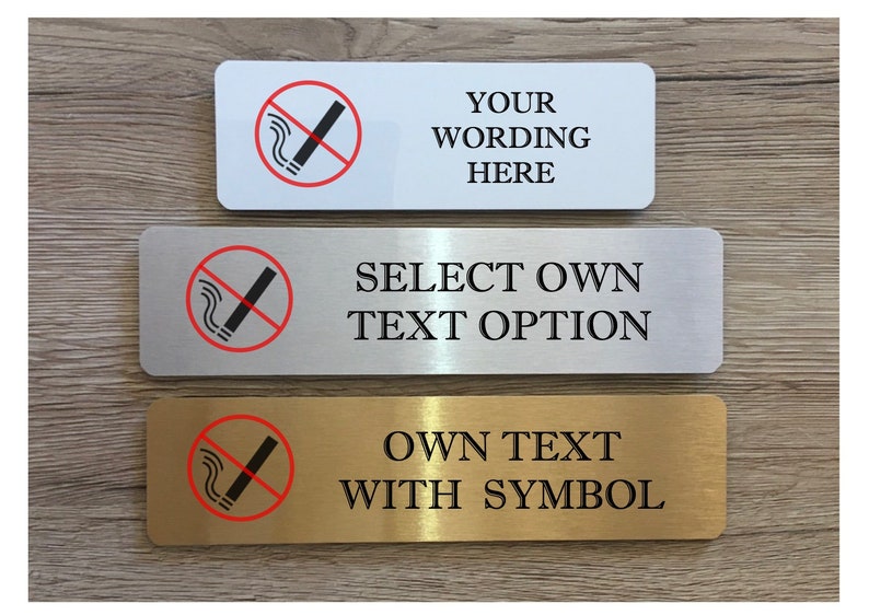 No Smoking or Vaping Sign in Brushed Silver, Gold or White Metal image 10