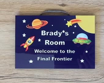 Outer Space Personalised Custom Made Children's Bedroom Sign, Door Plaque