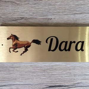 HORSE NAME / STABLE Sign in Brushed Silver, Gold or White Metal Add Your Own Text image 6