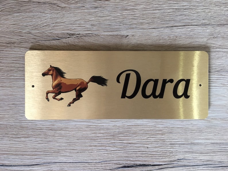 HORSE NAME / STABLE Sign in Brushed Silver, Gold or White Metal Add Your Own Text image 6