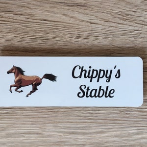 HORSE NAME / STABLE Sign in Brushed Silver, Gold or White Metal Add Your Own Text image 3