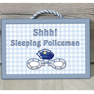 Sleeping Policeman / Policewoman Metal or Wood Sign: Add Own Text to Personalise