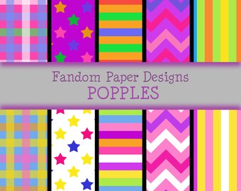 Popples - Digital Scrapbook Paper - Ten Sheets