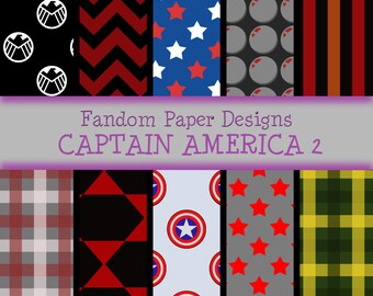 Captain America 2  - Digital Scrapbook Paper - Ten Sheets