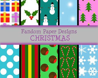 Christmas - Digital Scrapbook Paper - Ten Sheets