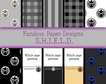 SHIELD  - Digital Scrapbook Paper - Ten Sheets