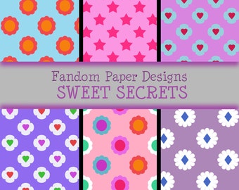 Sweet Secrets - Digital Scrapbook Paper - Six Sheets