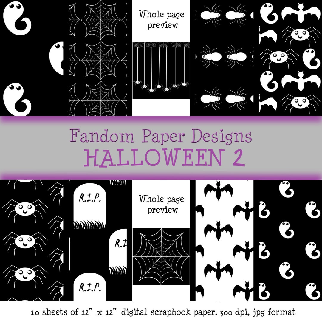 Halloween 2 - Digital Scrapbook Paper - Ten Sheets - Etsy