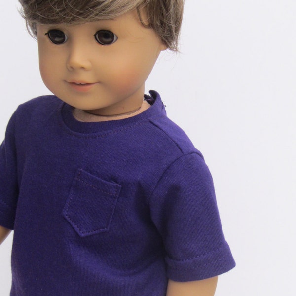 18 Inch Boy Doll Clothes - Purple Pocket Tee
