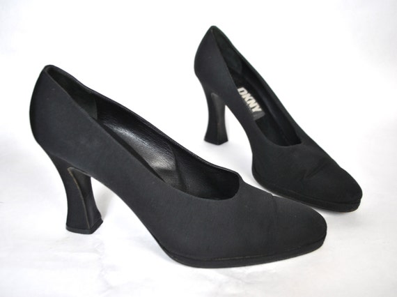 Items similar to 1980s DKNY black hourglass platform heels / women's 8 ...