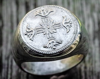 Double Genoese coin silver sterling ring collection "Era" 925 silver ancient Genoese coin