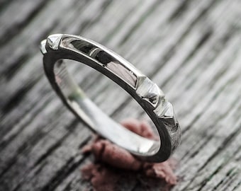 Karnak ring 925 silver 1 line small size silver sterling ring collection "Karnak"