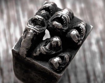 Piranha fish ring silver 925 sterling silver piranha fish oxidized ring collection "Piranhas attack"