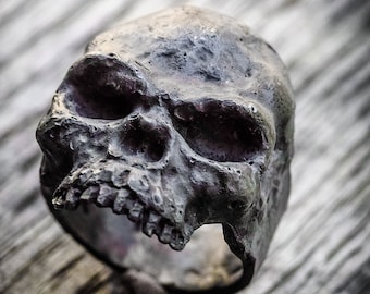 925 silver skull ring, sterling and oxidized silver skulls ring collection "Memento Mori"