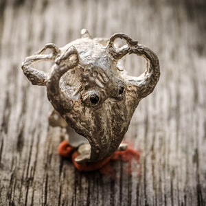 Octopus ring 925 silver sapphires sterling silver octopus fish skull oxidized ring collection &quot;Kraken&quot;