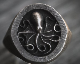 Magna Grecia octopus ring, 925 silver, ancient Greek coin silver sterling ring collection " Era "
