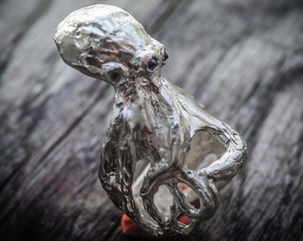 Silver octopus ring 925 sterling silver octopus fish ring collection "Kraken"