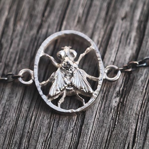 fly bracelet in black rhodium-plated titanium, silver and diamond fly bracelet silver sterling black titanium chain and diamond