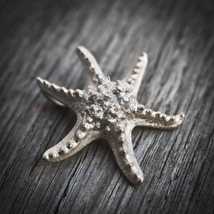 925 silver starfish pendant, sea star silver massive sterling pendant