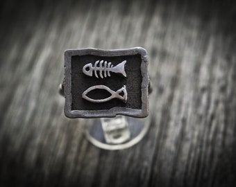 fish bone ring in 925 silver silver sterling fishbone ring horizontal