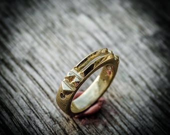 Karnak brass ring imitation gold 2 lines small size brass ring collection "Karnak"