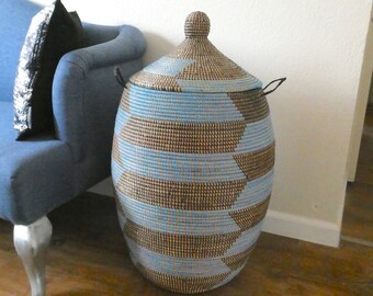 Red orange and pink utility basket laundry basket handwoven | Etsy