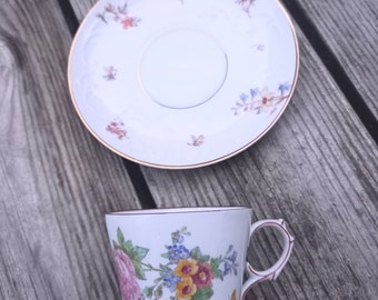 Antique Espresso Cup with Flowers, handpainted