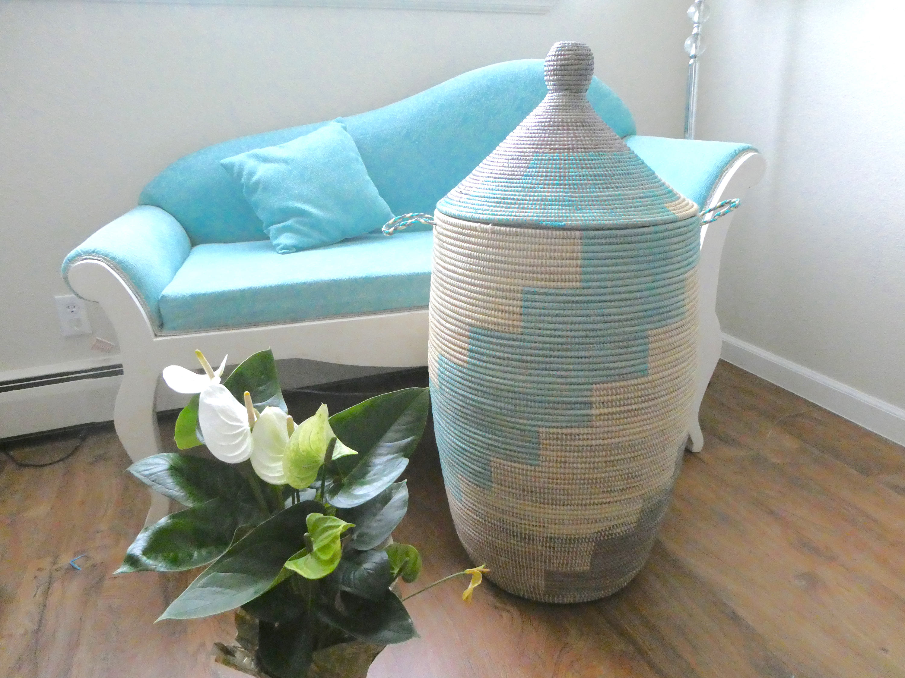 Cesta de lavandería extra grande casi 1 metro de altura aqua | Etsy