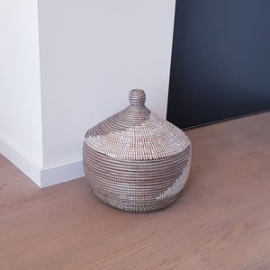 Special Offer, Basket with spiral pattern, white and grey, silver-grey, Jewellery storage, choose your colour