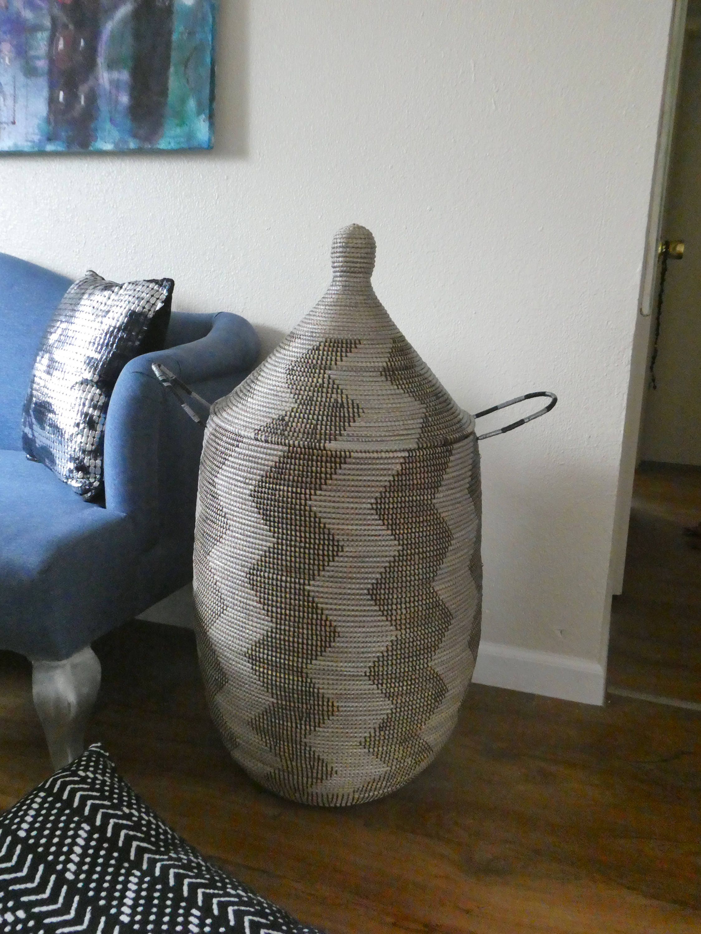 Afrikaanse mand met deksel zwarte en grijze wasmand moderne - Etsy