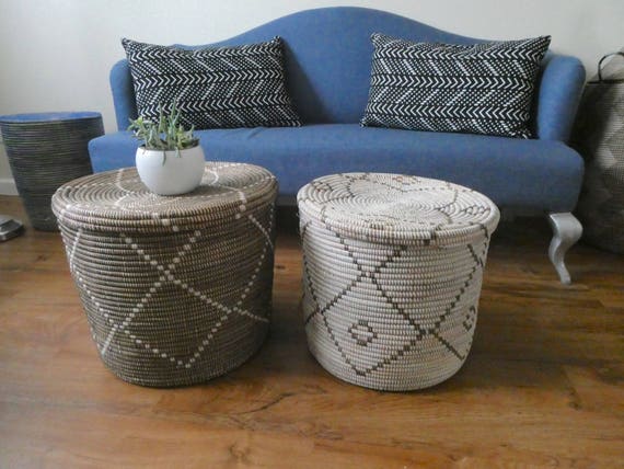 End Table Coffee Table Storage Basket Hamper Handwoven Etsy