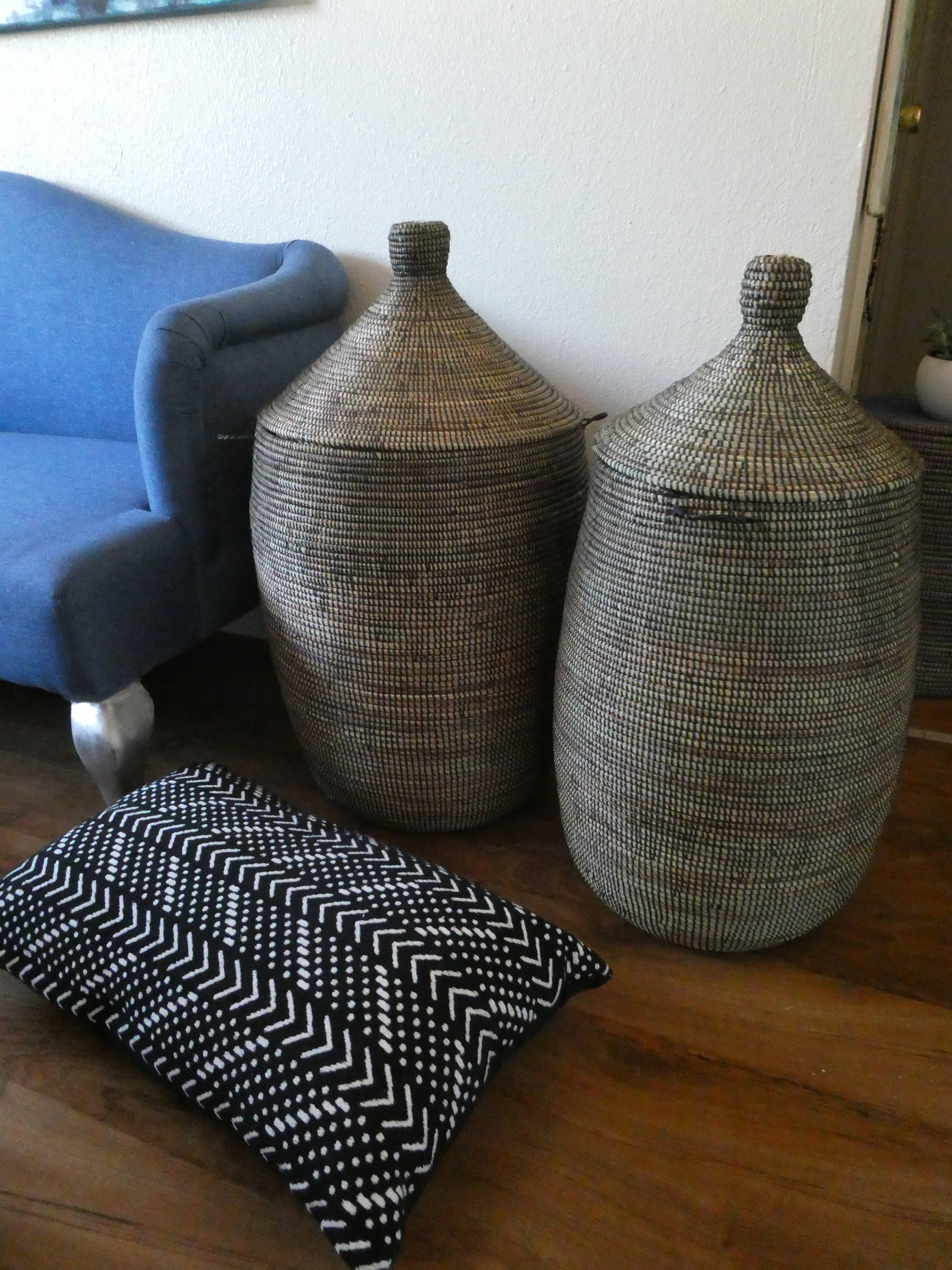 Charcoal Laundry Basket Black Modern XL Handwoven African Etsy