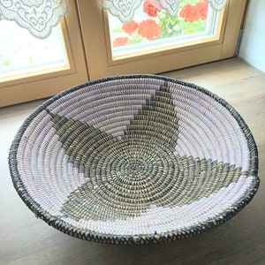 African Made Bowl, Black and Lavender, Wall Hanging ready to be shipped