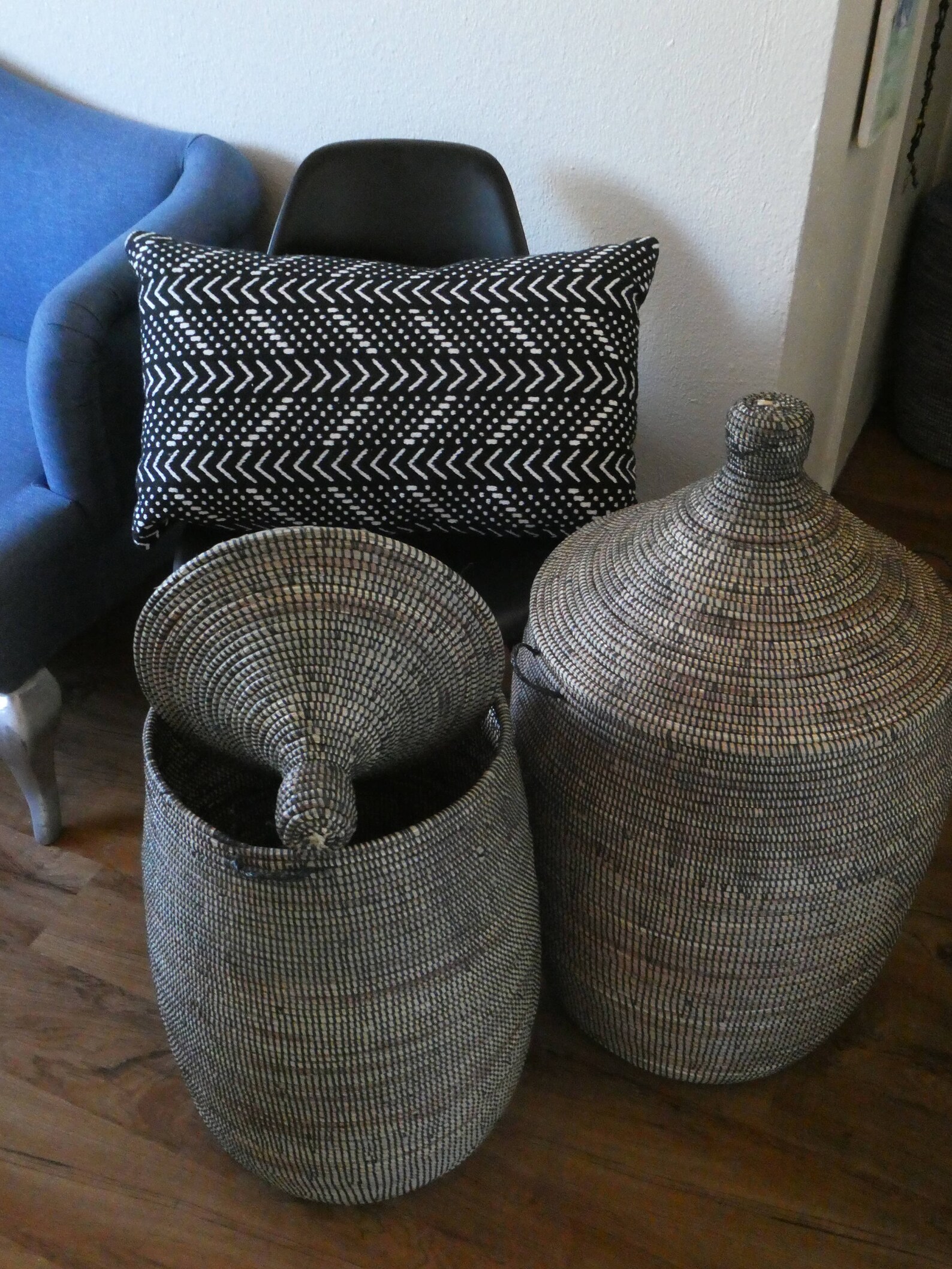 Charcoal Laundry Basket Black Modern XL Handwoven African Etsy