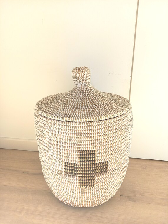White Basket Black and White Design Small Laundry Basket Ready