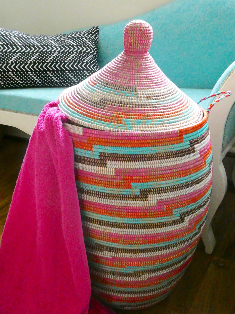 Huge Laundry Basket Pink and Orange Large Basket African Etsy