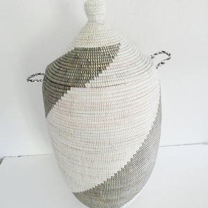 Modern Swirl Laundry Basket, Minimalist Black and White Home Decor image 2