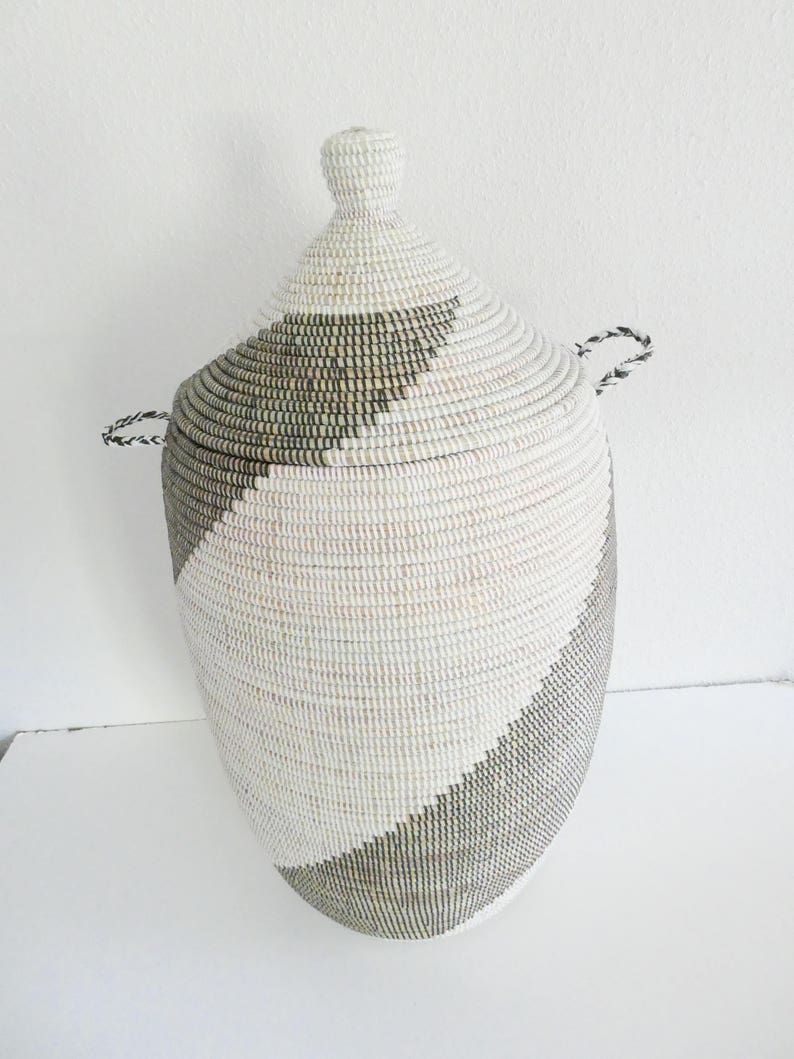 Modern Swirl Laundry Basket, Minimalist Black and White Home Decor image 2