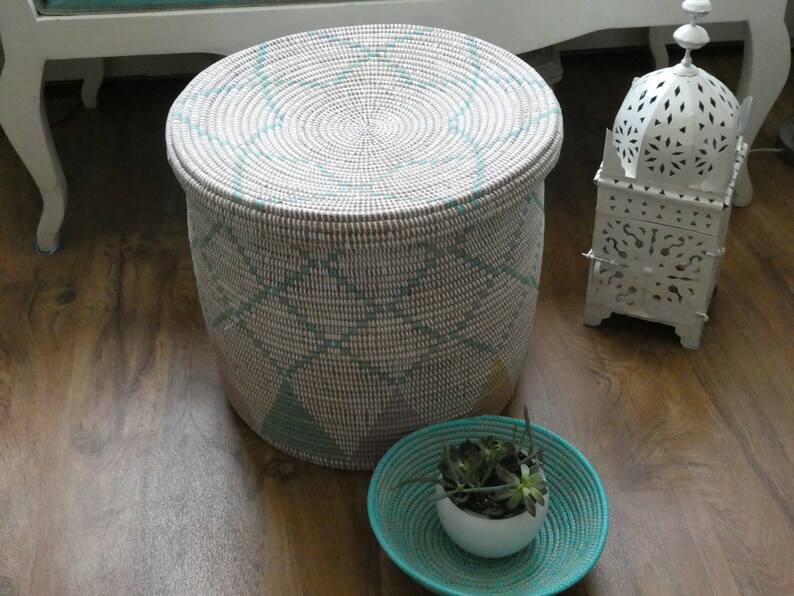 Huge Laundry Basket in Pastel Tones on Sale Flat Lid Handwoven Etsy