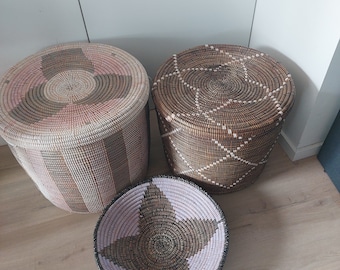 Senegal Basket storage , Table storage , Laundry Baskets Set, plus plate